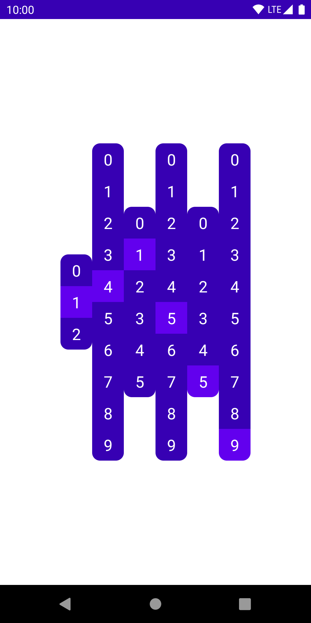 Multiple columns of digits, showing the current time